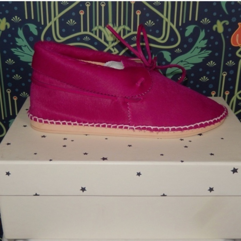 The Great. Canyon Magenta Pink Calf Hair Leather Moccasins Shoes 8
